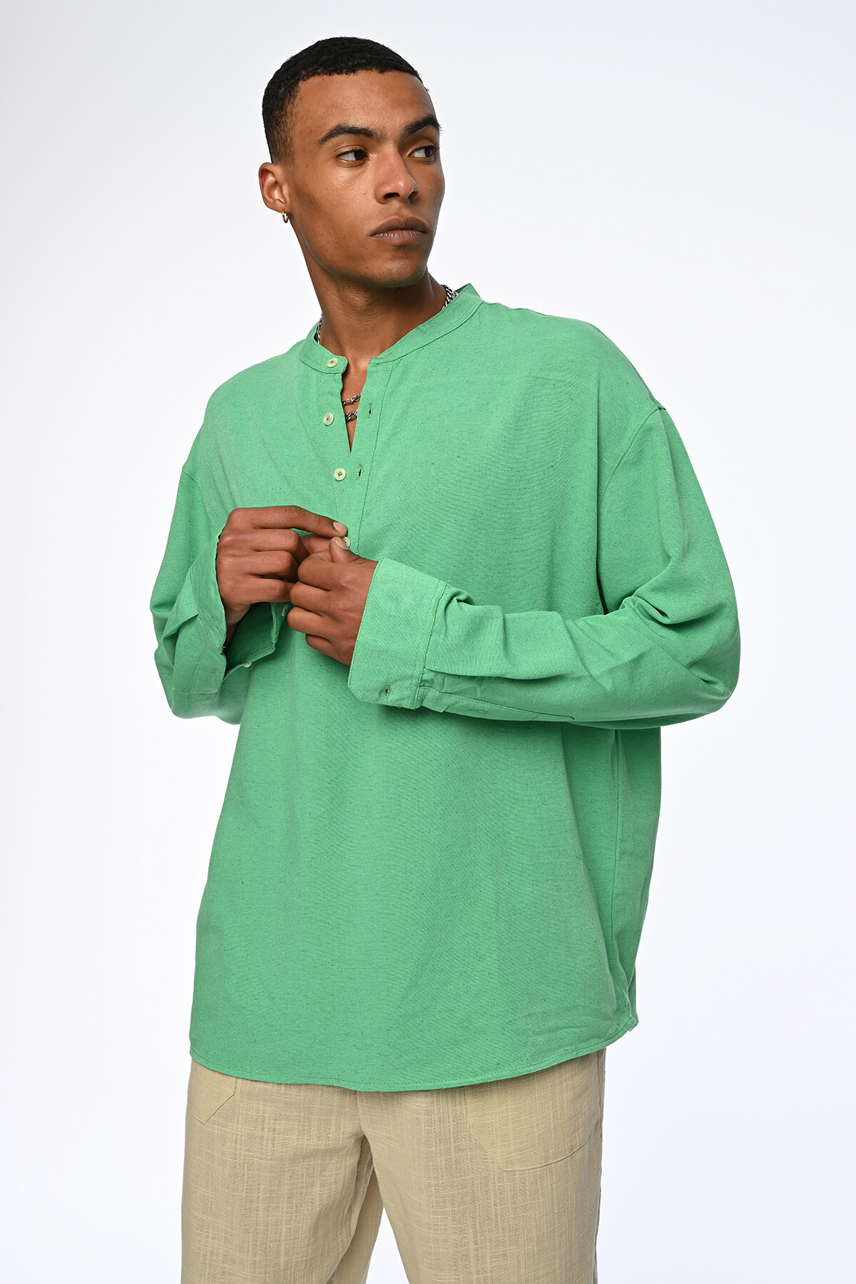 Benetton Hakim Yaka Uzunkollu Oversize Gömlek