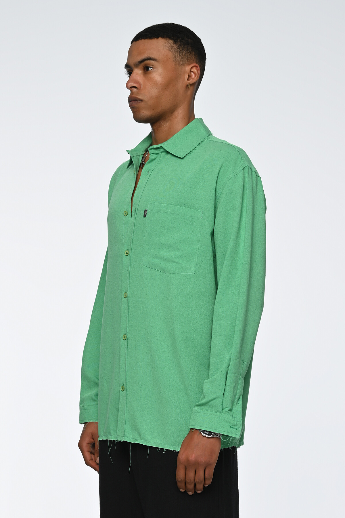 Benetton Uzunkollu Cepli Gömlek