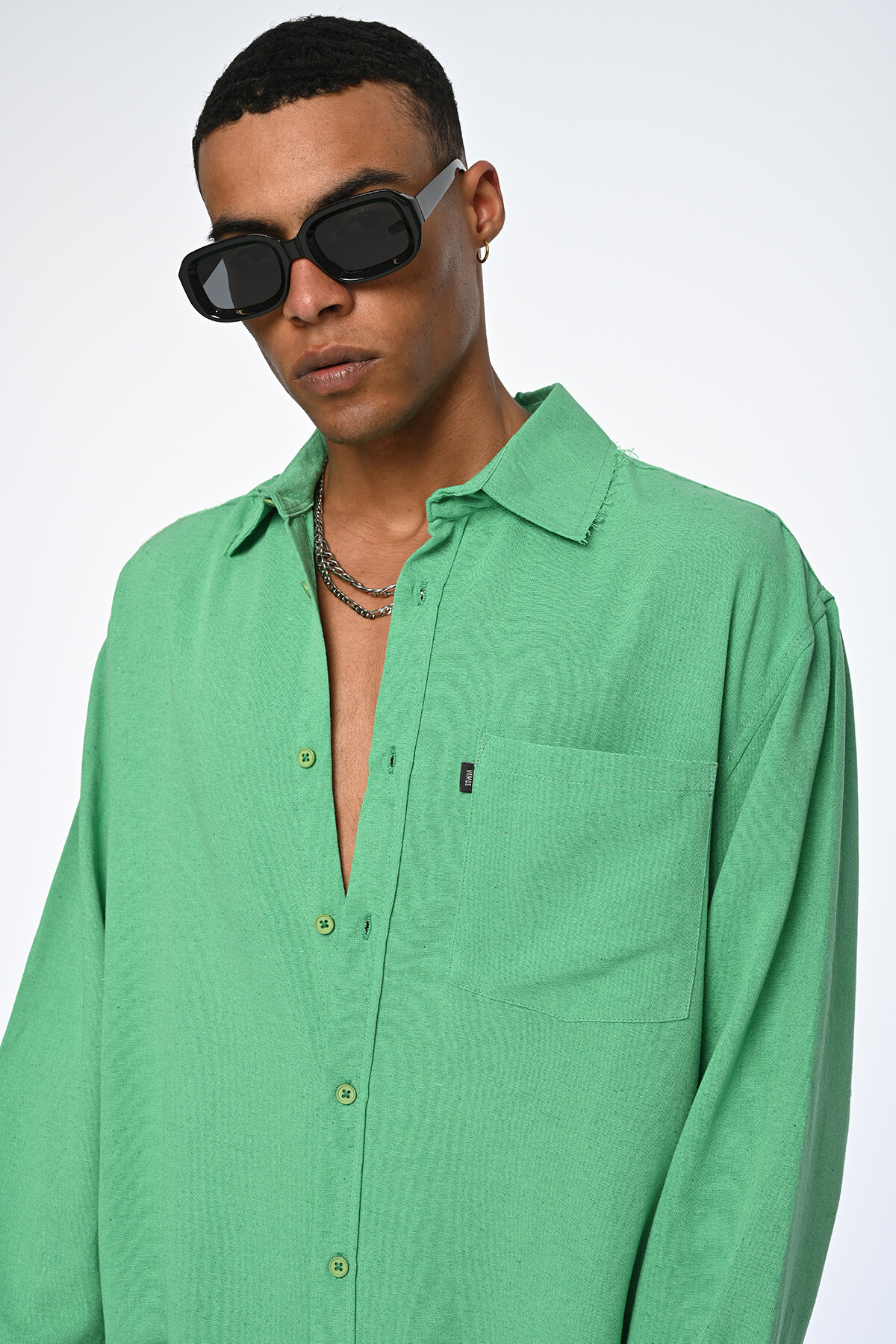 Benetton Uzunkollu Cepli Gömlek