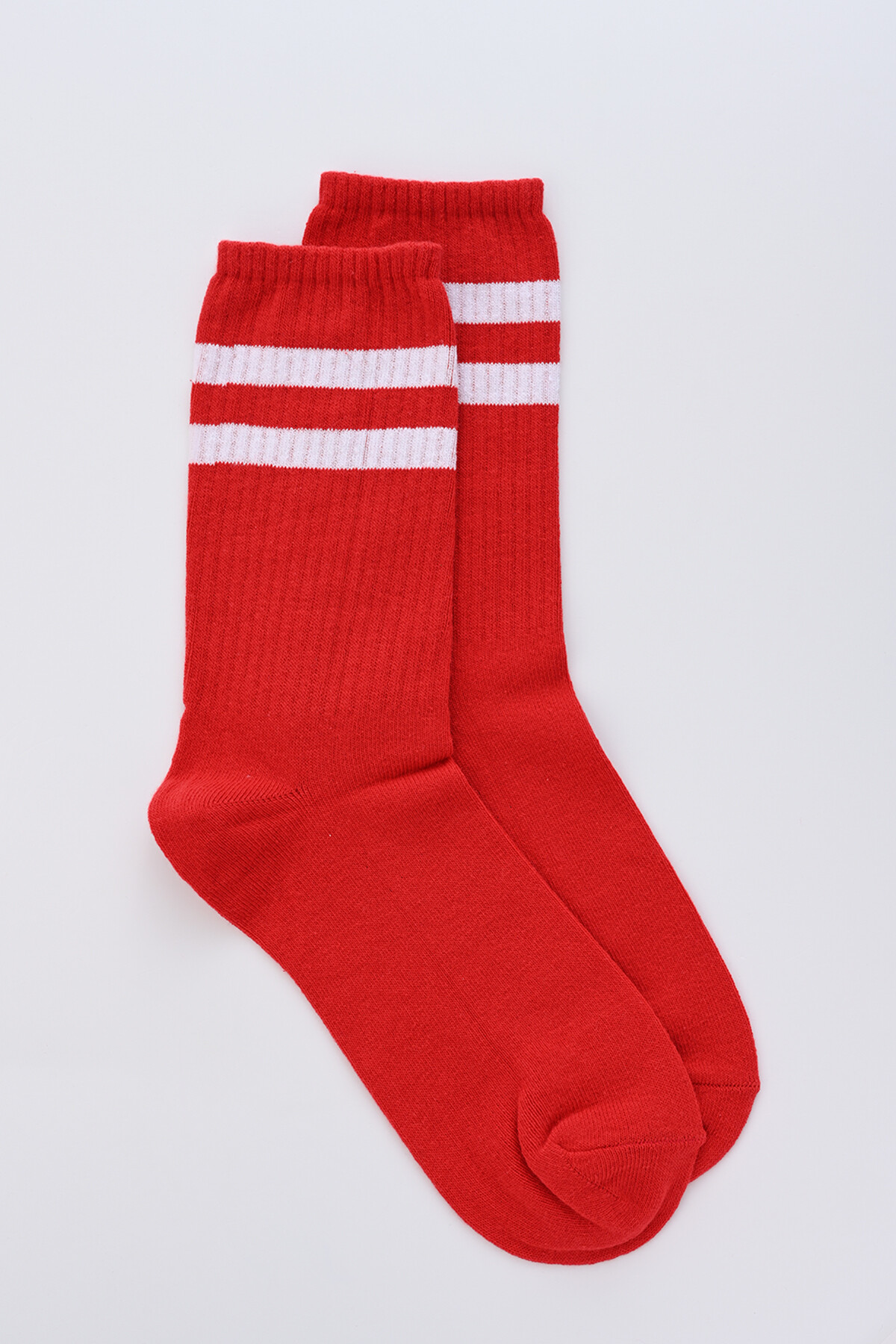 Kırmızı Beyaz Şeritli Tenis Çorap