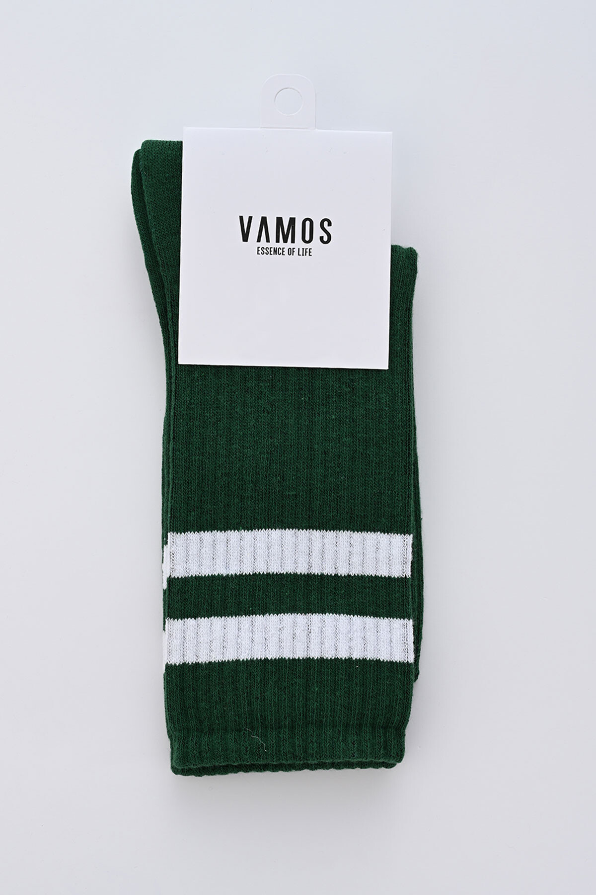 Yeşil Beyaz Şeritli Tenis Çorap