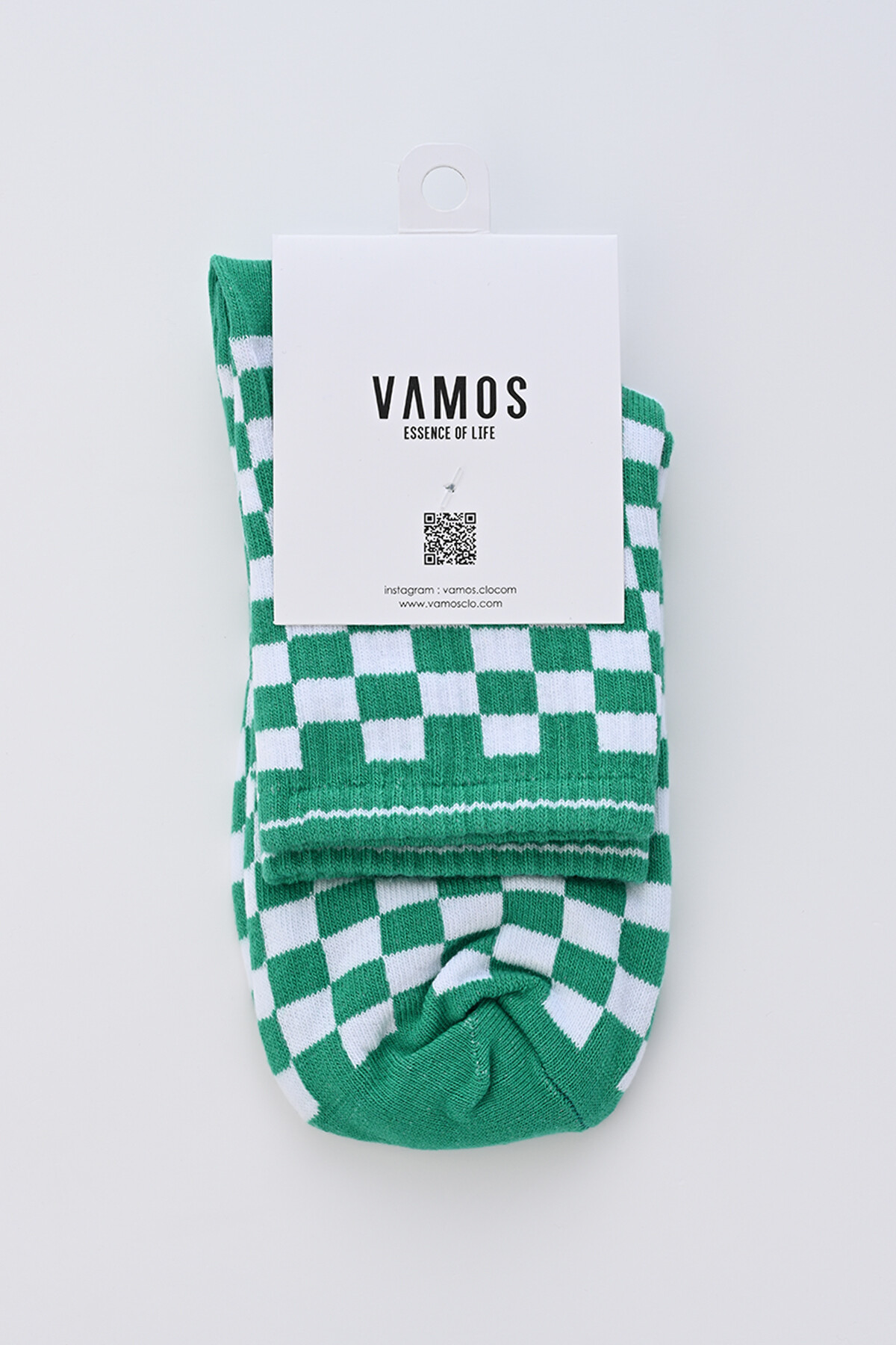 Yeşil Kare Desenli Socket Çorap