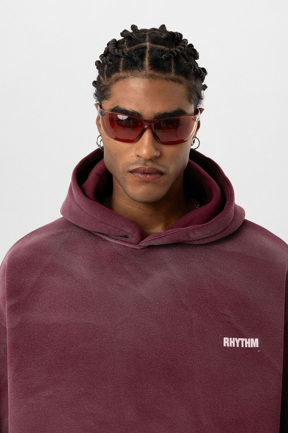 ARKA BASKILI OVERSIZE KAPÜŞONLU SWEATSHIRT BORDO