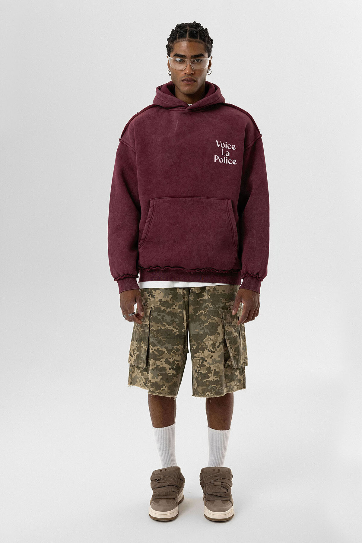 ARKA BASKILI OVERSIZE KAPÜŞONLU SWEATSHIRT BORDO