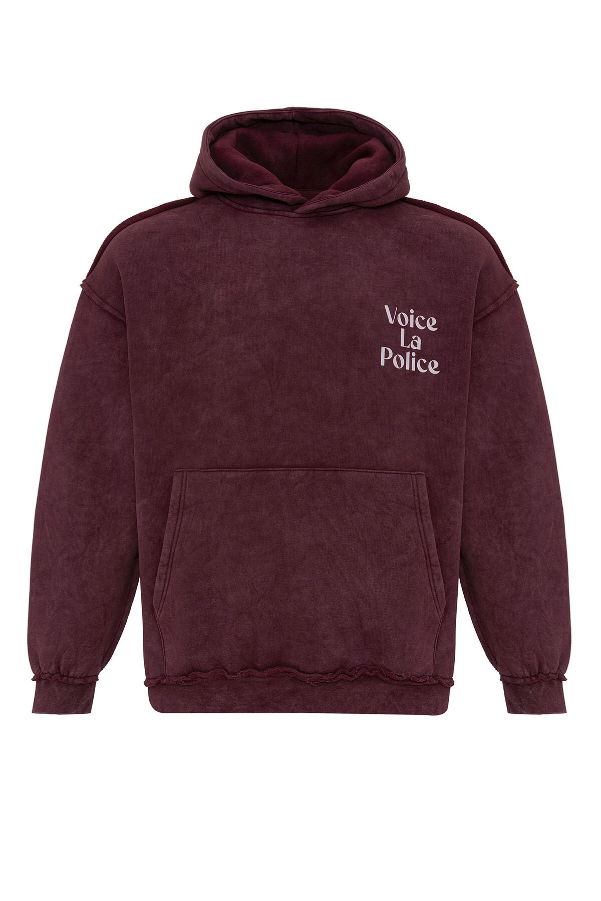 ARKA BASKILI OVERSIZE KAPÜŞONLU SWEATSHIRT BORDO