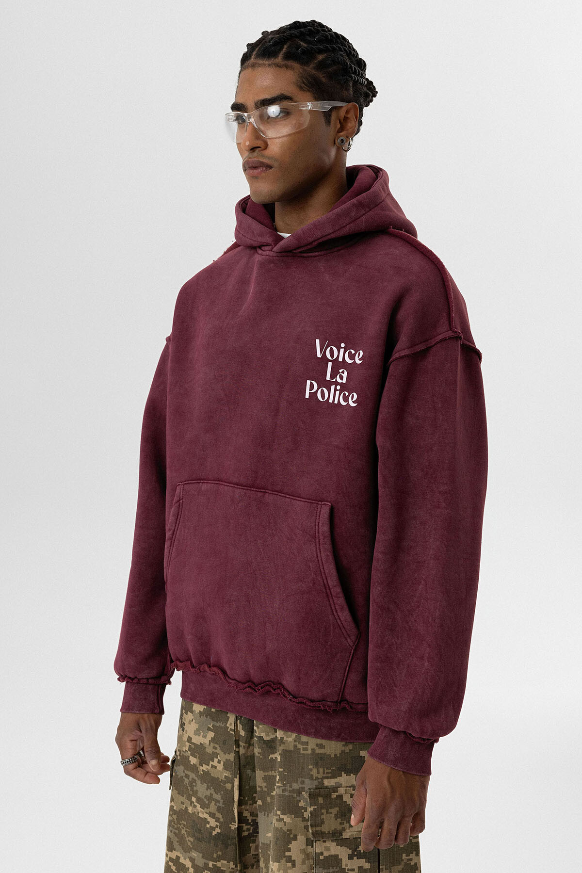 ARKA BASKILI OVERSIZE KAPÜŞONLU SWEATSHIRT BORDO