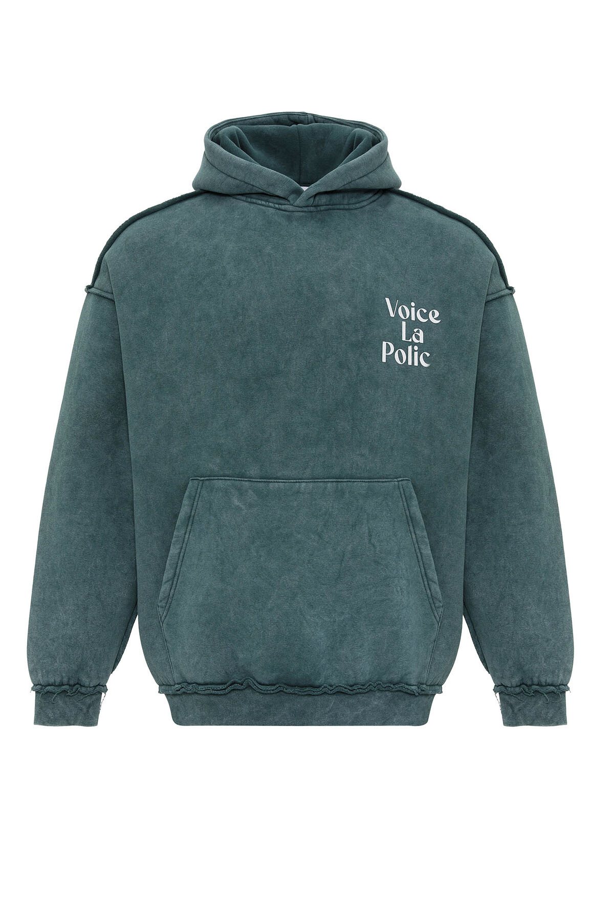 ARKA BASKILI OVERSIZE KAPÜŞONLU SWEATSHIRT PETROL