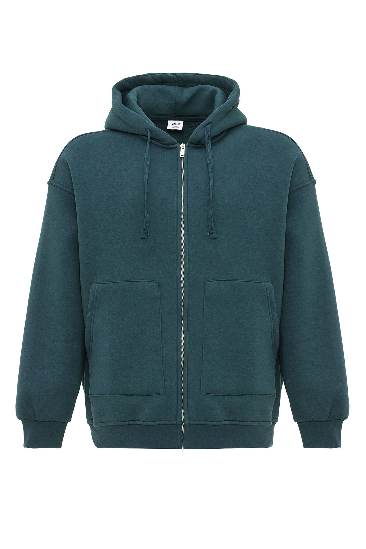 BASIC FERMUARLI OVERSIZE KAPÜŞONLU SWEATSHIRT PETROL