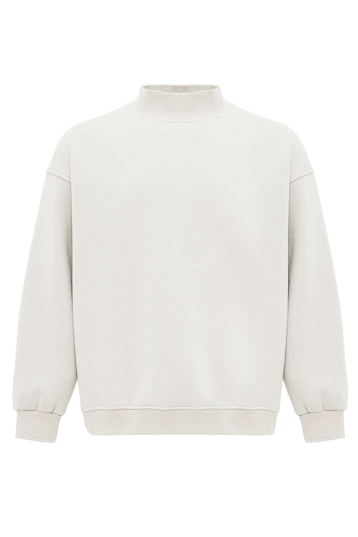 BASIC OVERSIZE BALIKÇI YAKA SWEATSHIRT BUZ GRİSİ