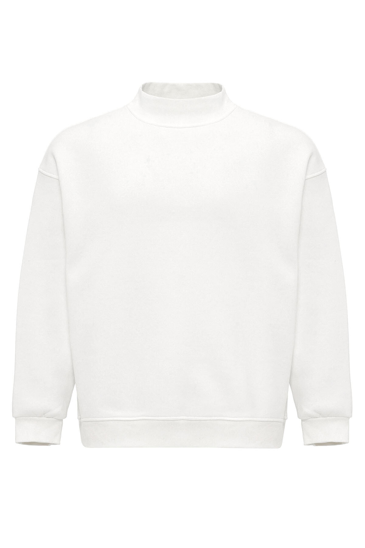 BASIC OVERSIZE BALIKÇI YAKA SWEATSHIRT EKRU