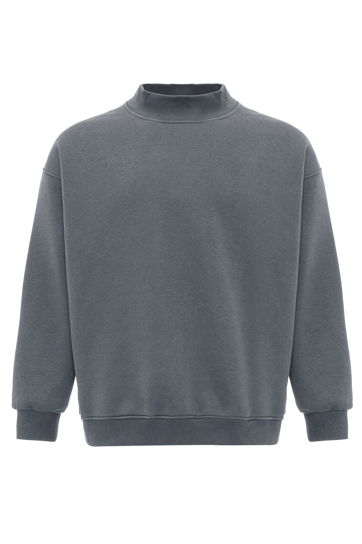 BASIC OVERSIZE BALIKÇI YAKA SWEATSHIRT FÜME