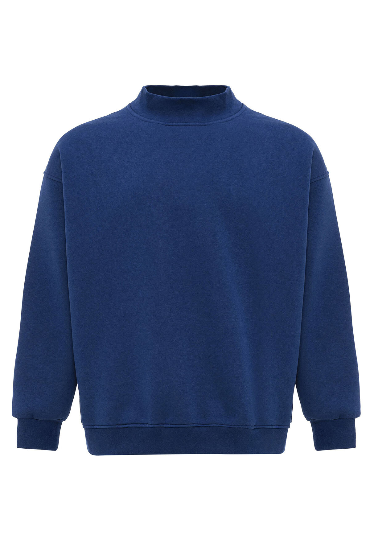 BASIC OVERSIZE BALIKÇI YAKA SWEATSHIRT İNDİGO