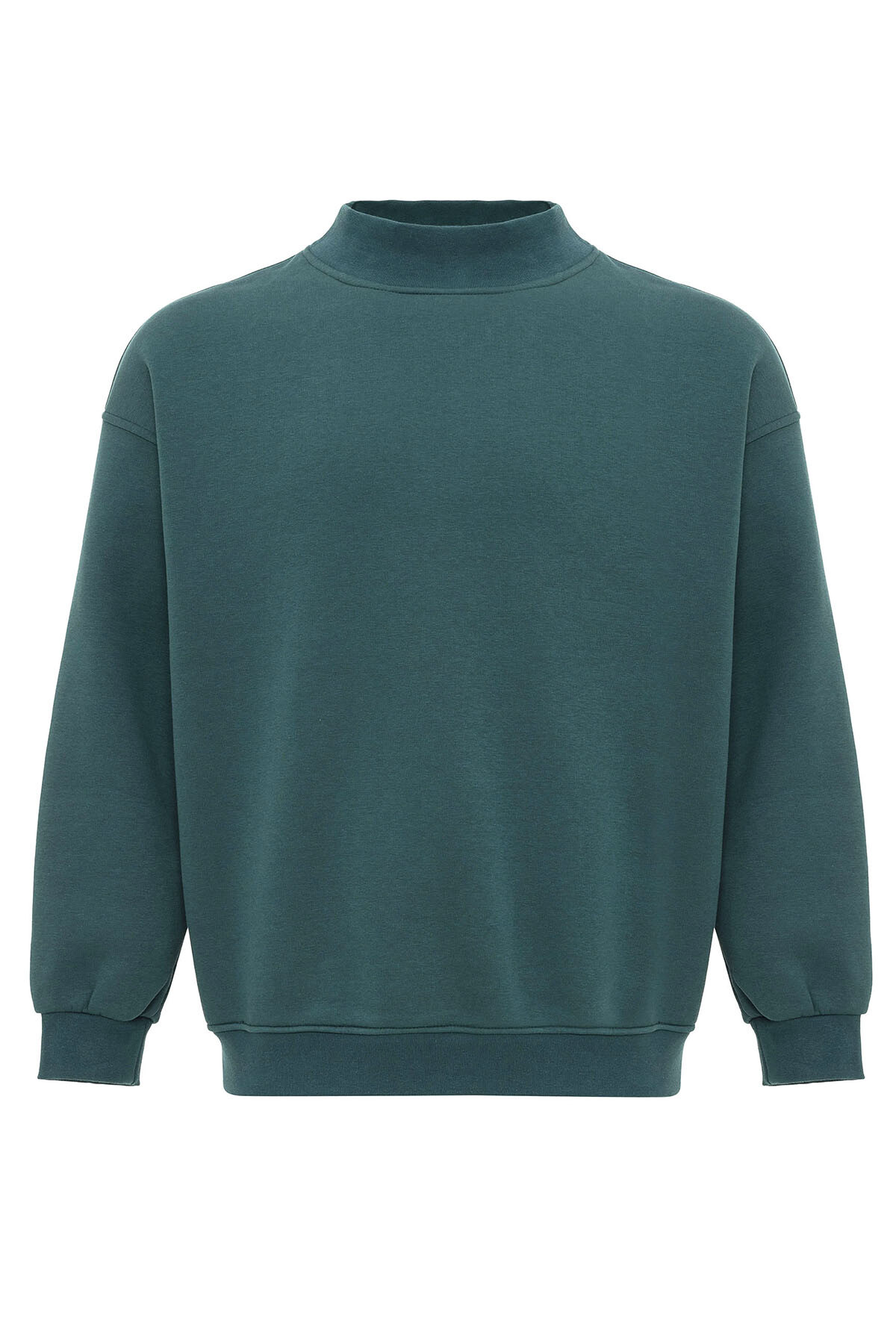 BASIC OVERSIZE BALIKÇI YAKA SWEATSHIRT PETROL