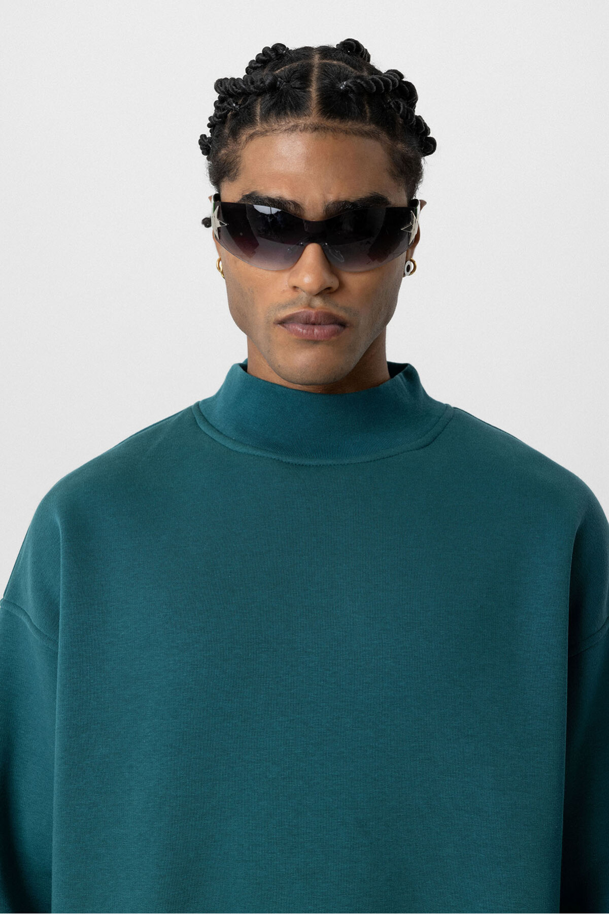 BASIC OVERSIZE BALIKÇI YAKA SWEATSHIRT PETROL