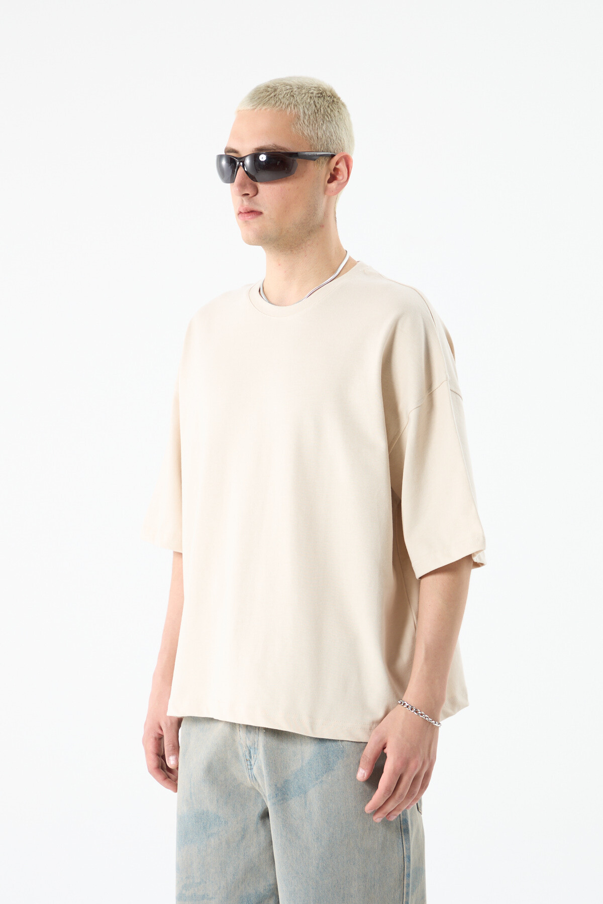 BASIC OVERSIZE CROP T-SHIRT TAŞ