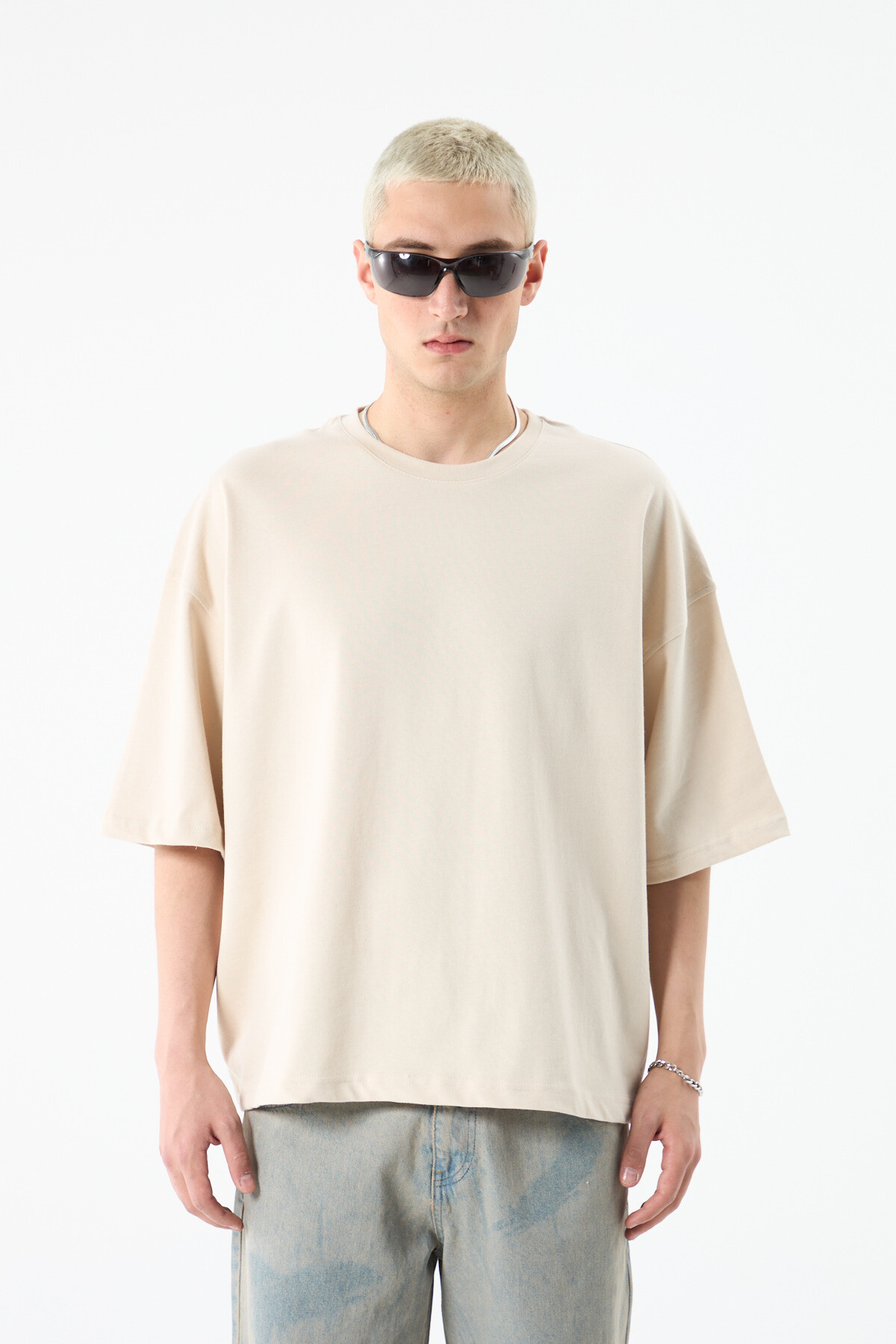 BASIC OVERSIZE CROP T-SHIRT TAŞ