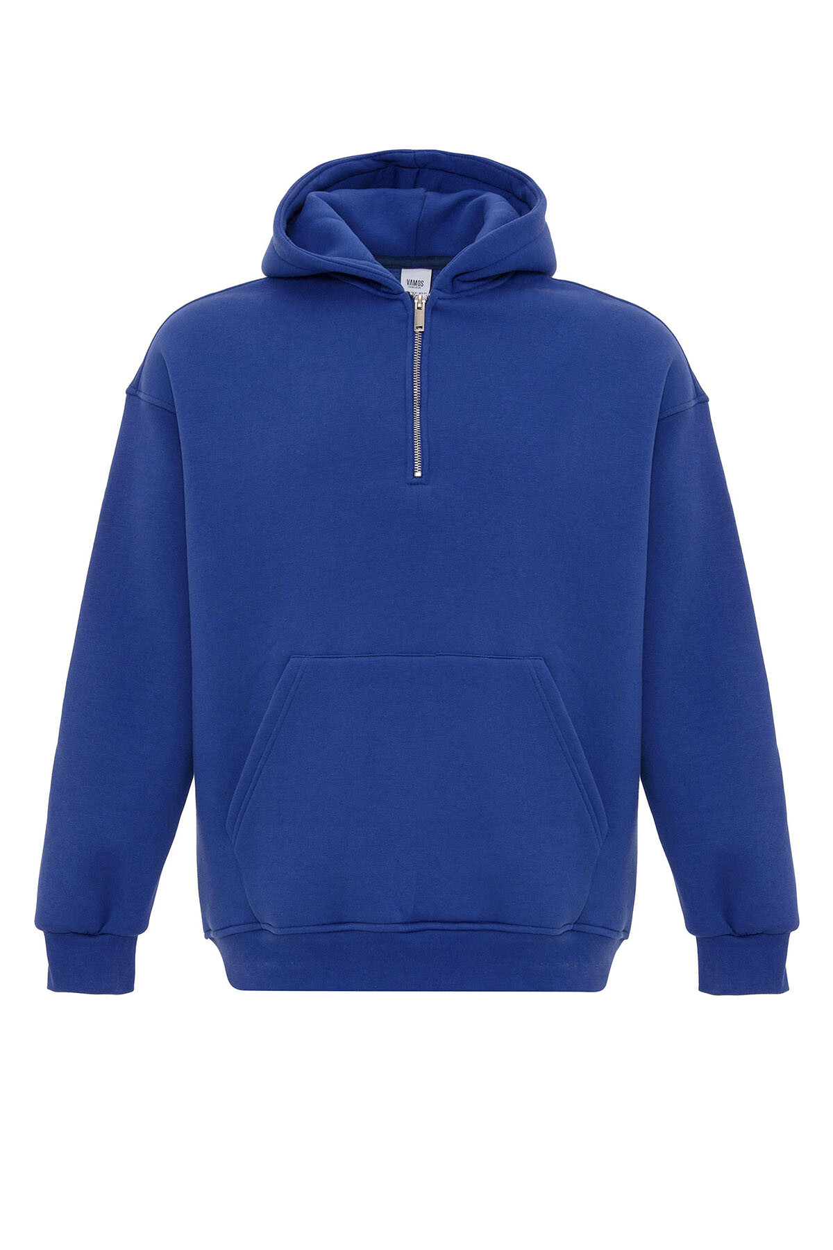 BASIC OVERSIZE FERMUAR DETAYLI KAPÜŞONLU SWEATSHIRT SAKS