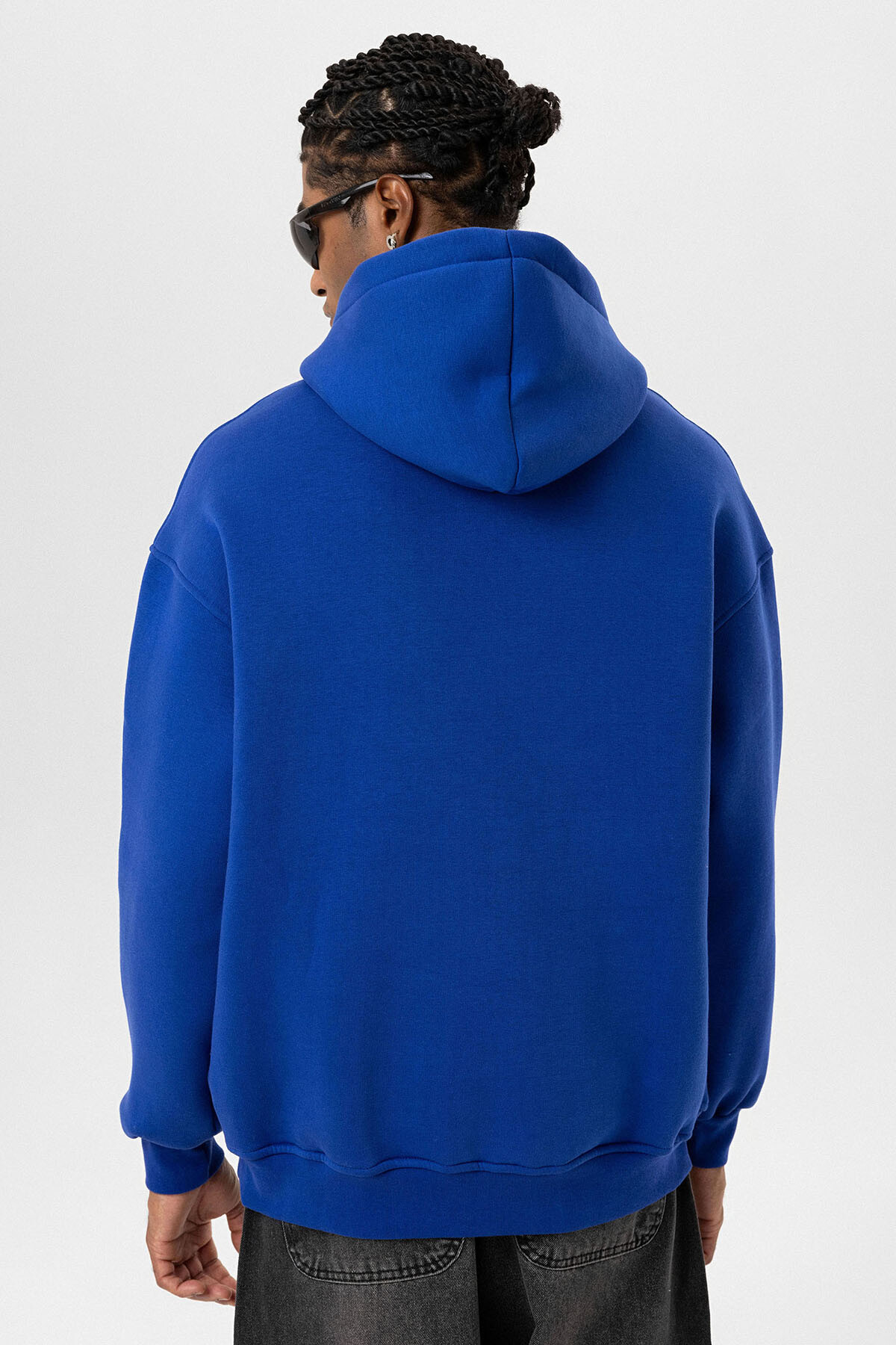 BASIC OVERSIZE FERMUAR DETAYLI KAPÜŞONLU SWEATSHIRT SAKS