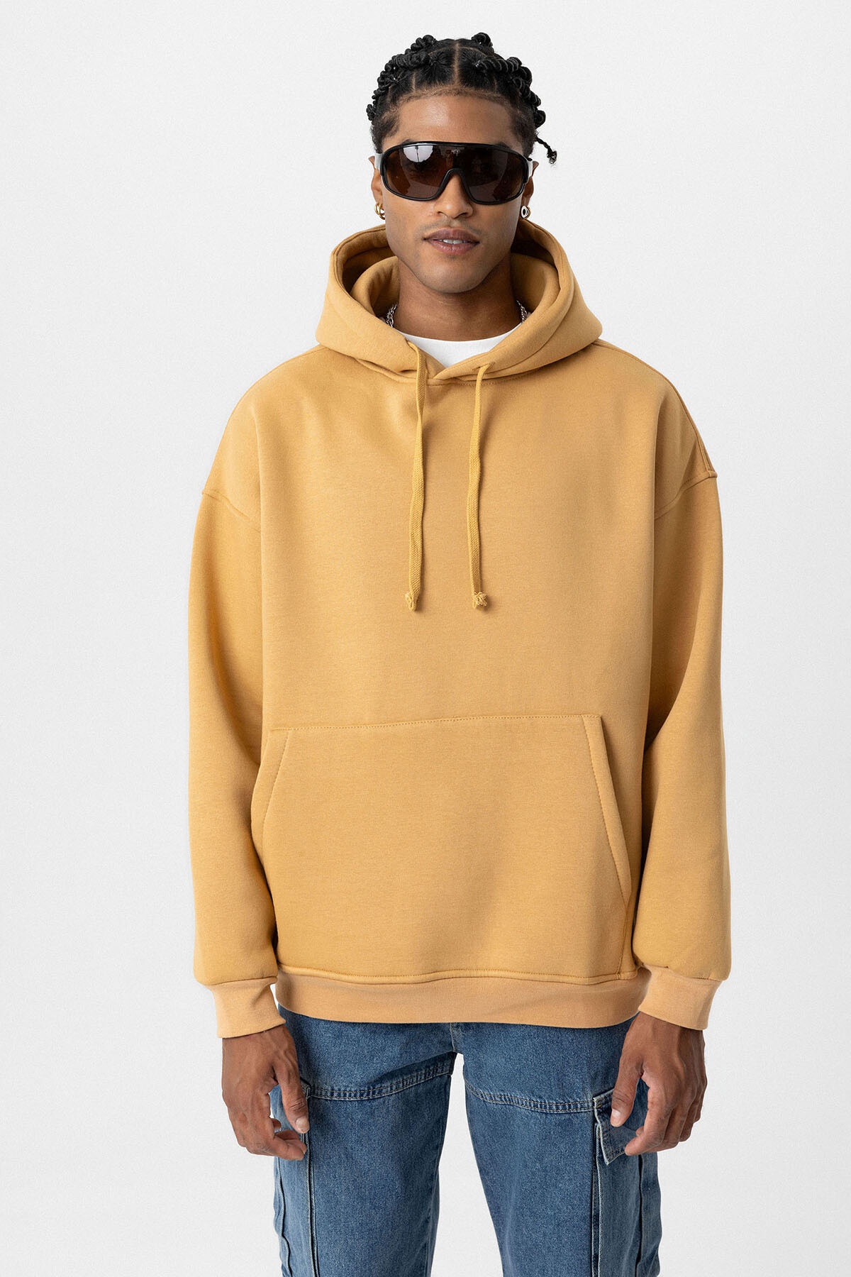 BASIC OVERSIZE KAPÜŞONLU CEP DETAYLI SWEATSHIRT CAMEL