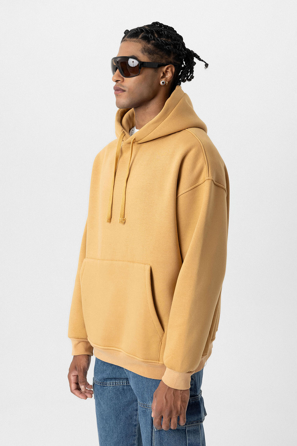 BASIC OVERSIZE KAPÜŞONLU CEP DETAYLI SWEATSHIRT CAMEL