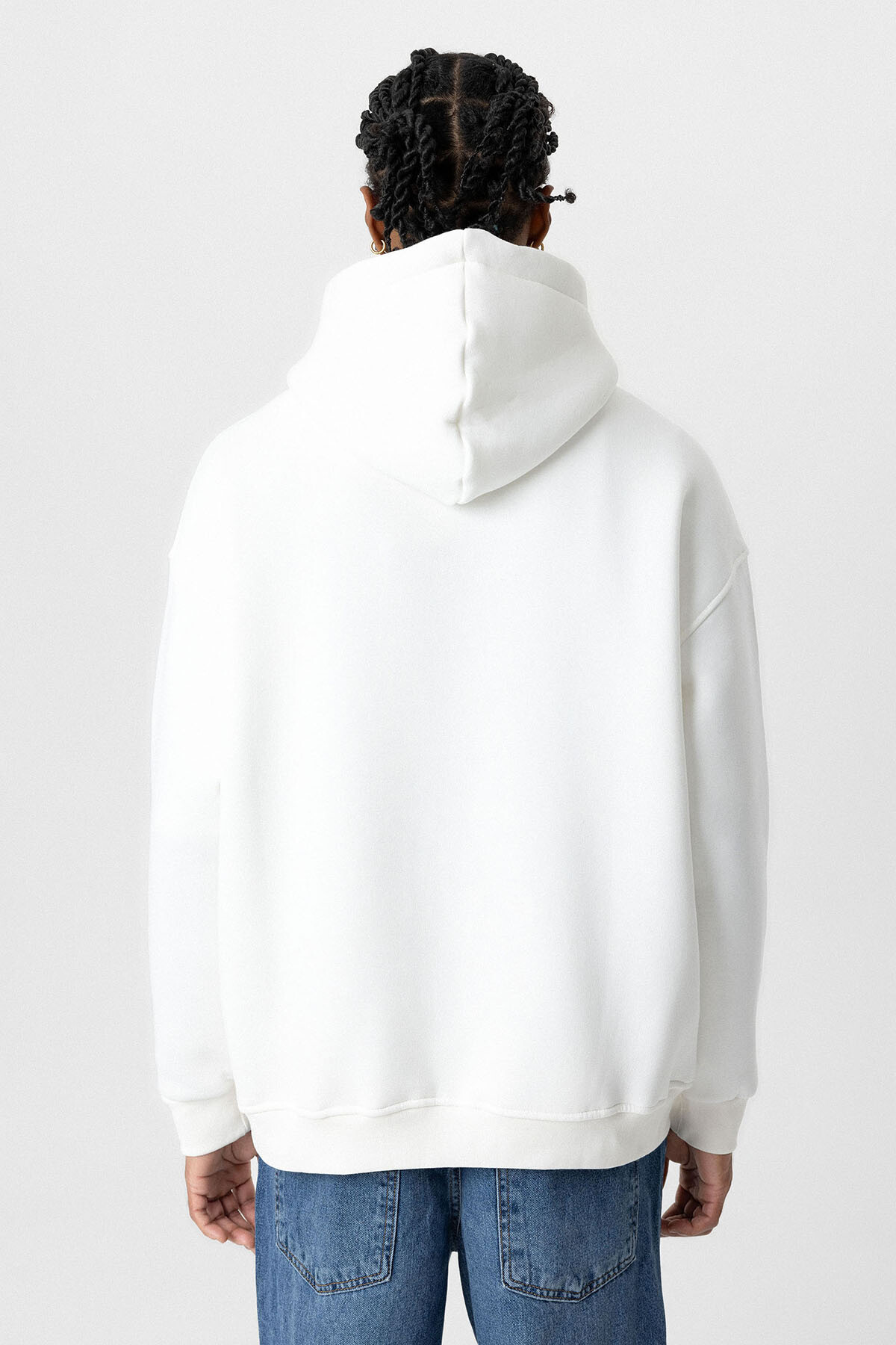 BASIC OVERSIZE KAPÜŞONLU CEP DETAYLI SWEATSHIRT EKRU