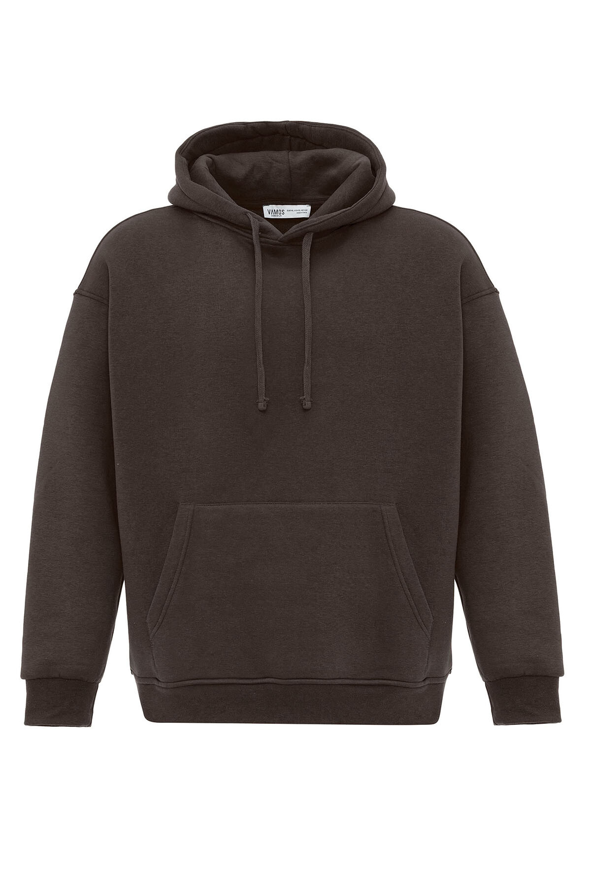 BASIC OVERSIZE KAPÜŞONLU CEP DETAYLI SWEATSHIRT KAHVE