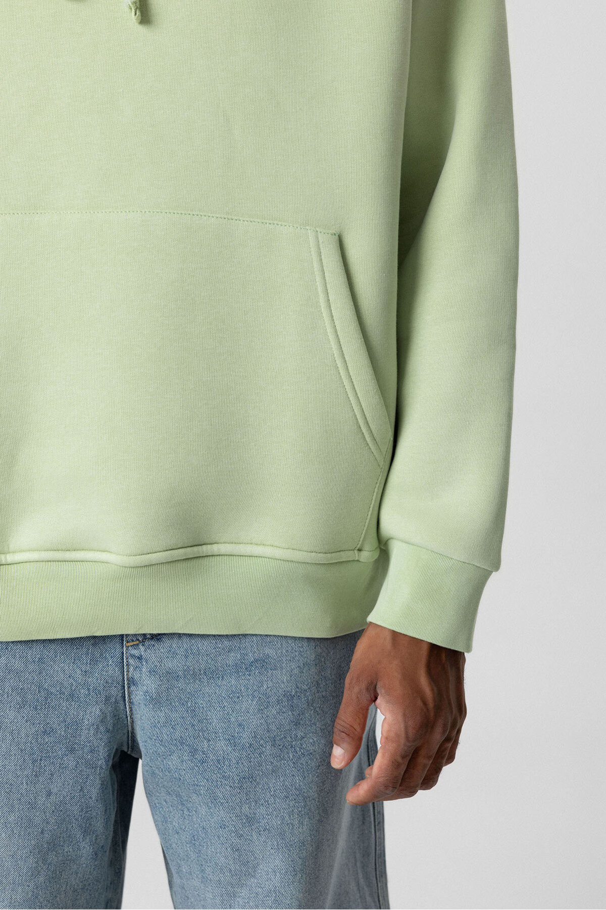 BASIC OVERSIZE KAPÜŞONLU CEP DETAYLI SWEATSHIRT MİNT