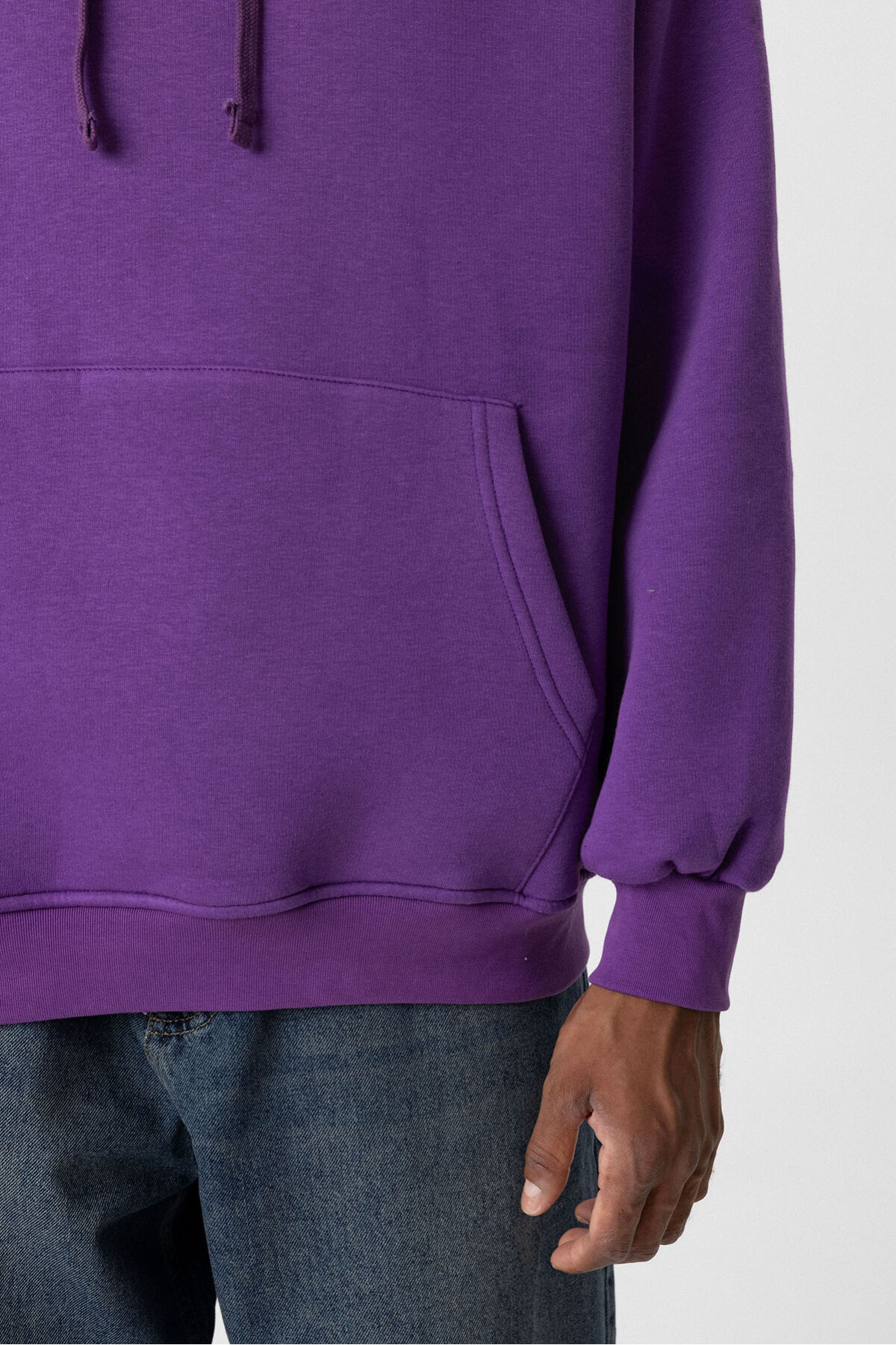 BASIC OVERSIZE KAPÜŞONLU CEP DETAYLI SWEATSHIRT MOR