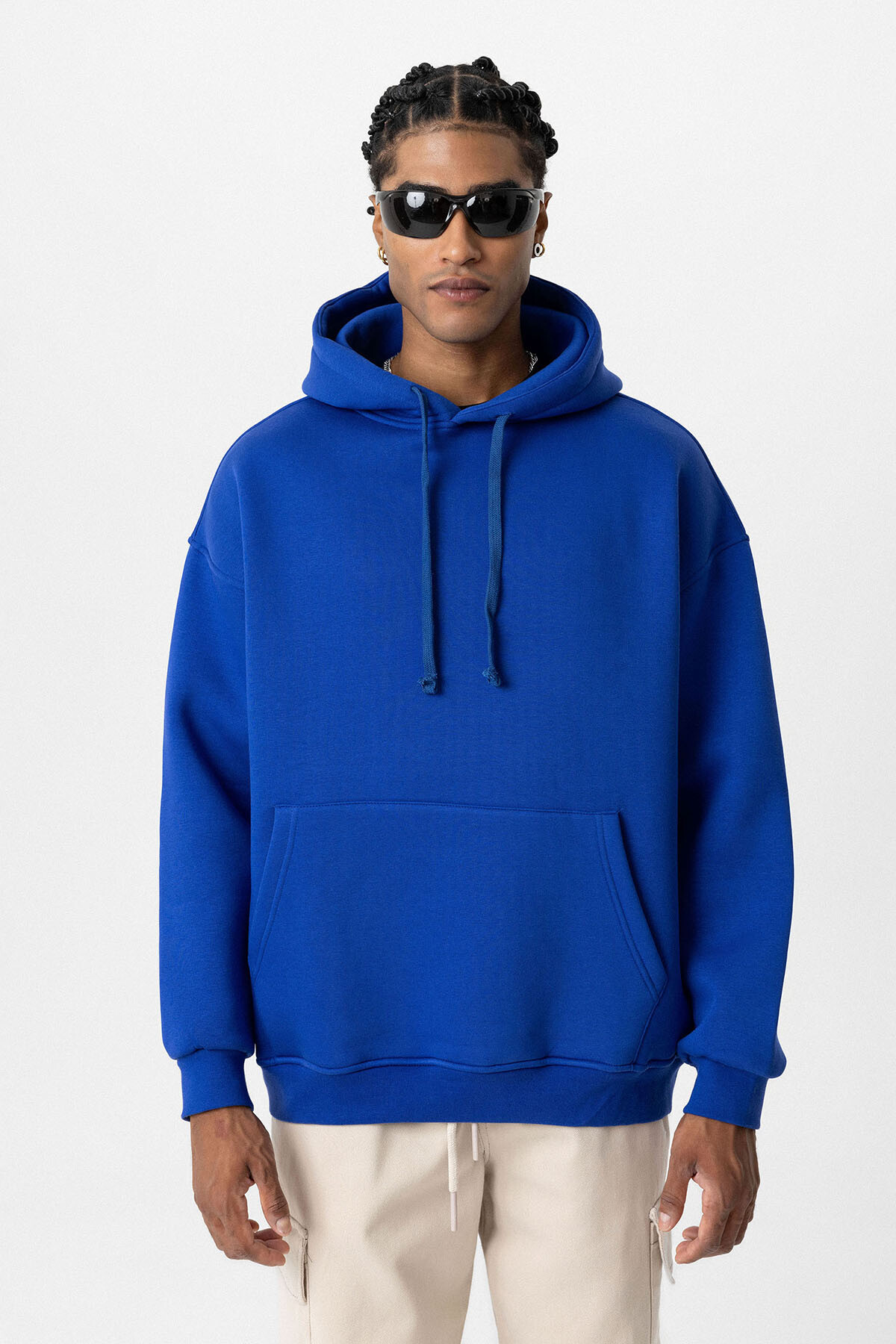 BASIC OVERSIZE KAPÜŞONLU CEP DETAYLI SWEATSHIRT SAKS