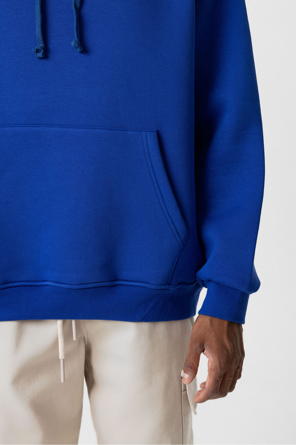 BASIC OVERSIZE KAPÜŞONLU CEP DETAYLI SWEATSHIRT SAKS