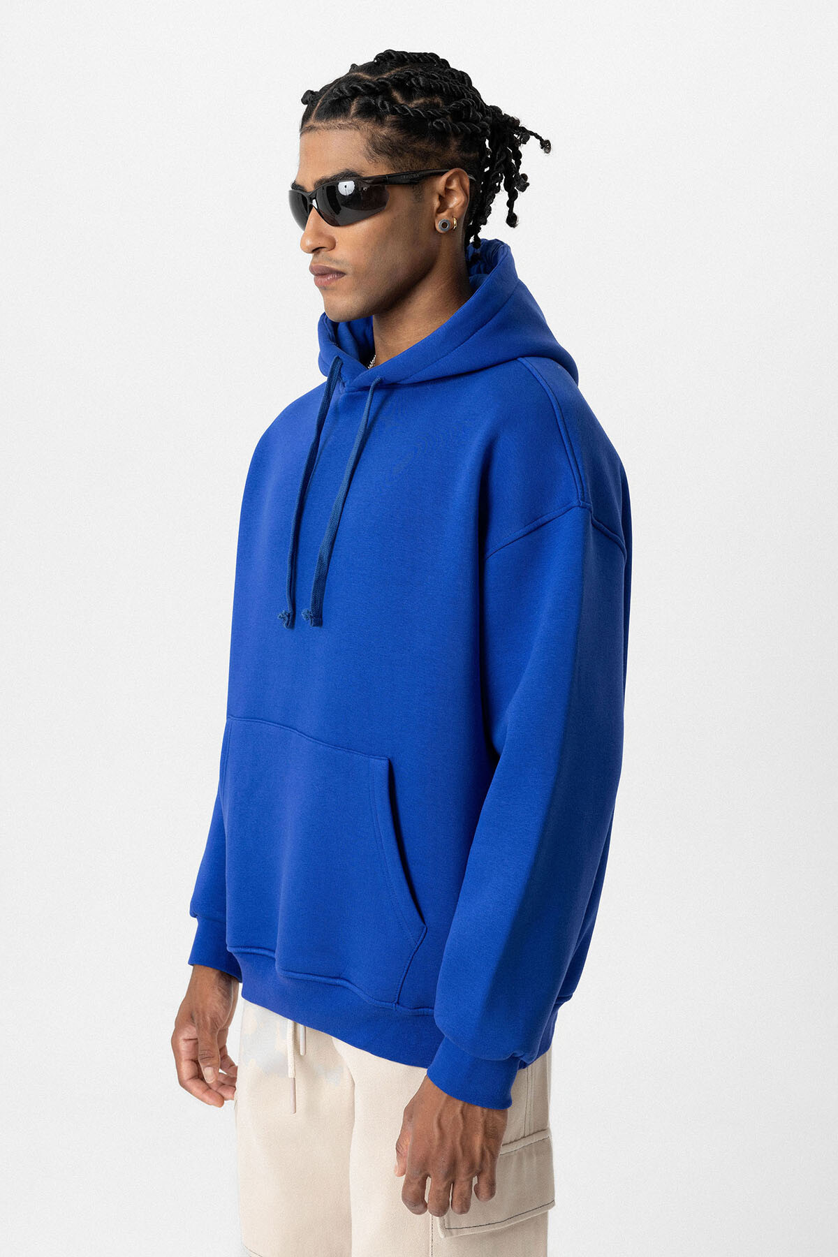 BASIC OVERSIZE KAPÜŞONLU CEP DETAYLI SWEATSHIRT SAKS