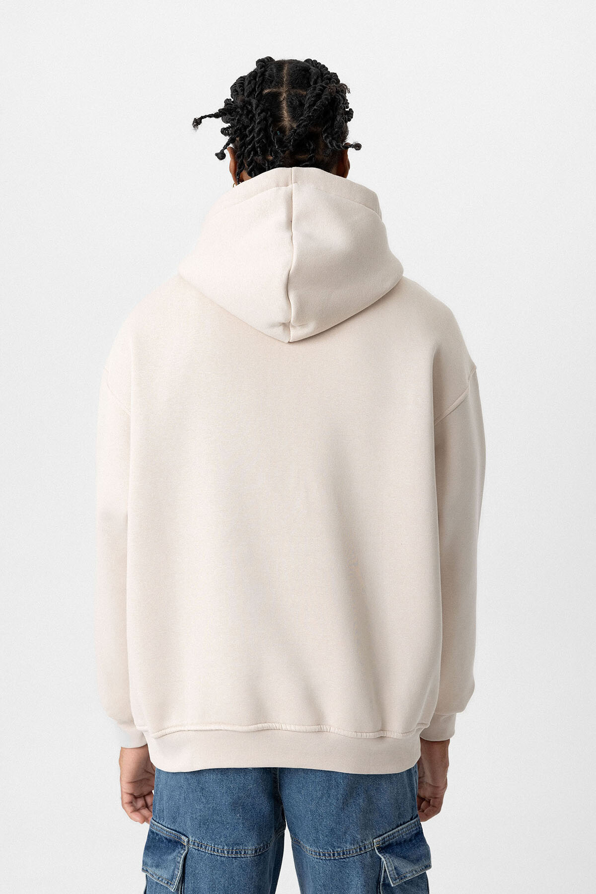 BASIC OVERSIZE KAPÜŞONLU CEP DETAYLI SWEATSHIRT TAŞ