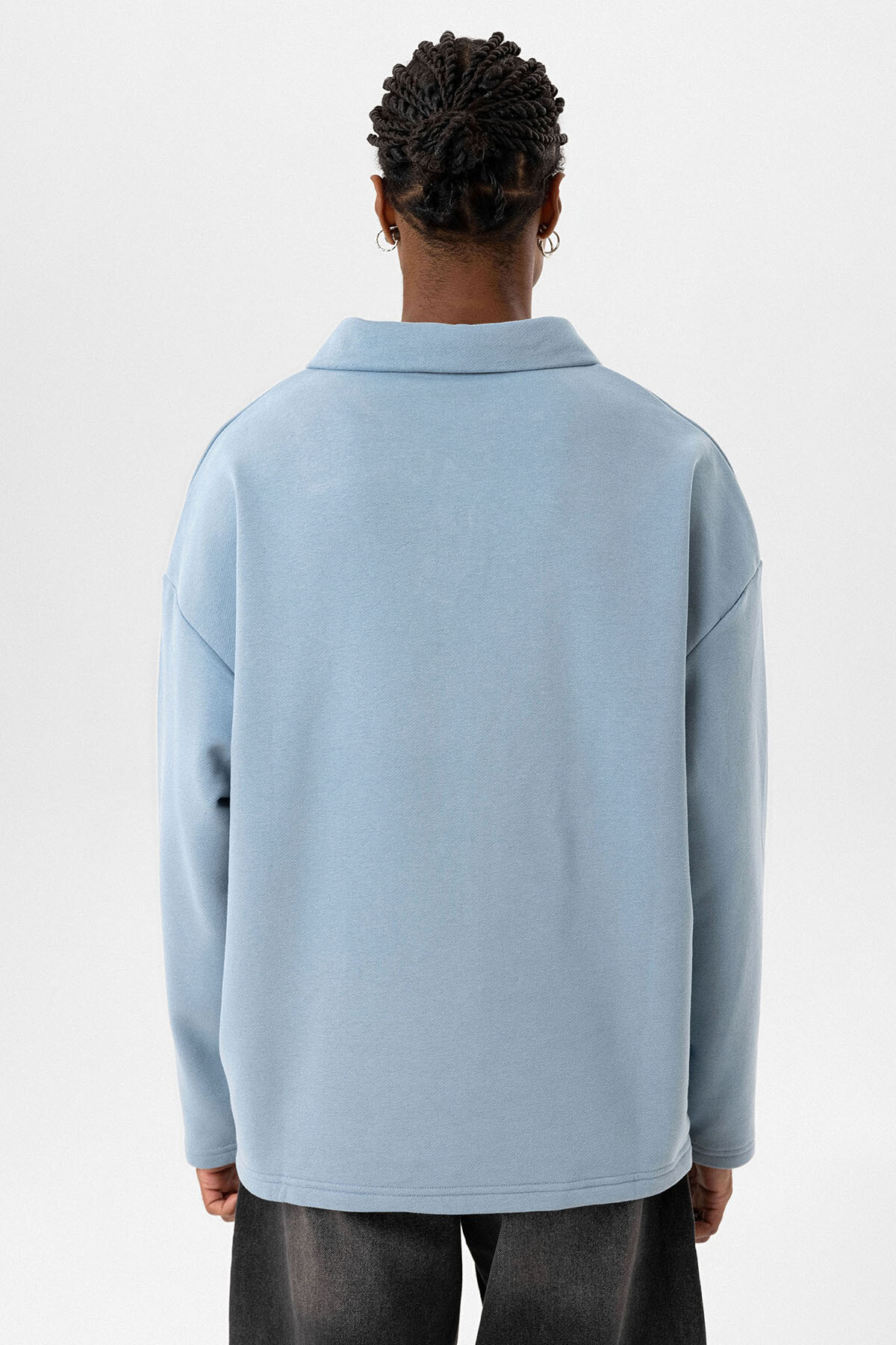 BASIC POLO YAKA SWEATSHIRT AQUA MARINE