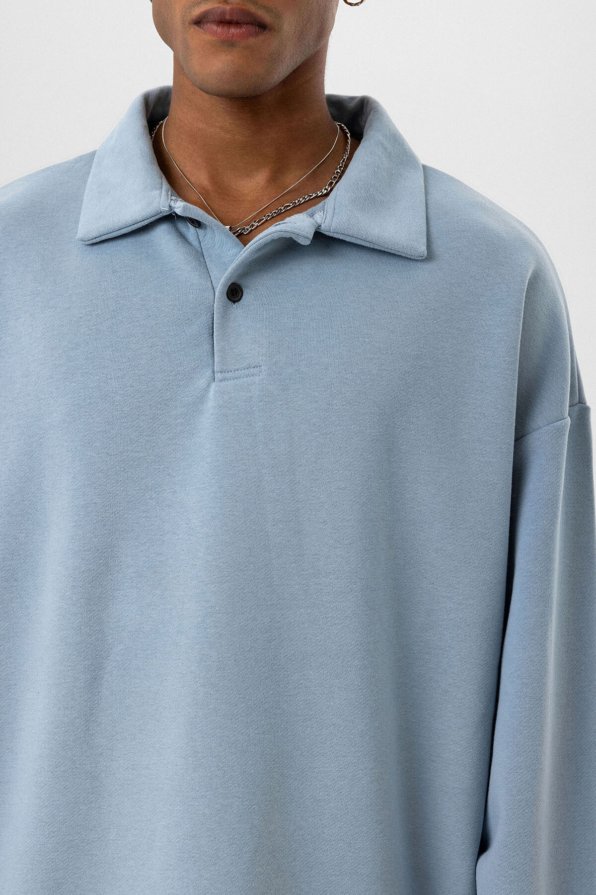 BASIC POLO YAKA SWEATSHIRT AQUA MARINE