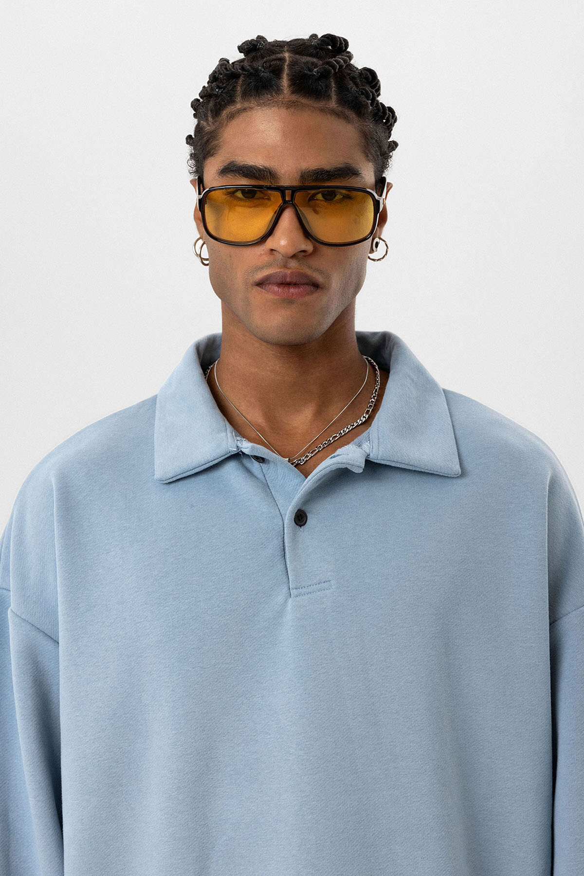 BASIC POLO YAKA SWEATSHIRT AQUA MARINE