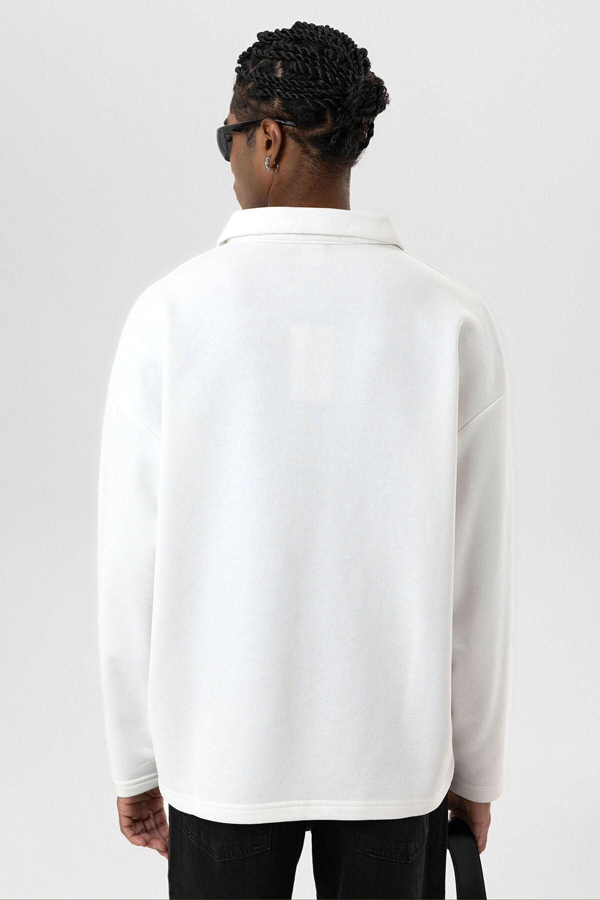 BASIC POLO YAKA SWEATSHIRT EKRU