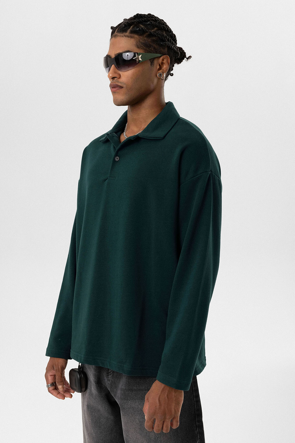 BASIC POLO YAKA SWEATSHIRT NEFTİ