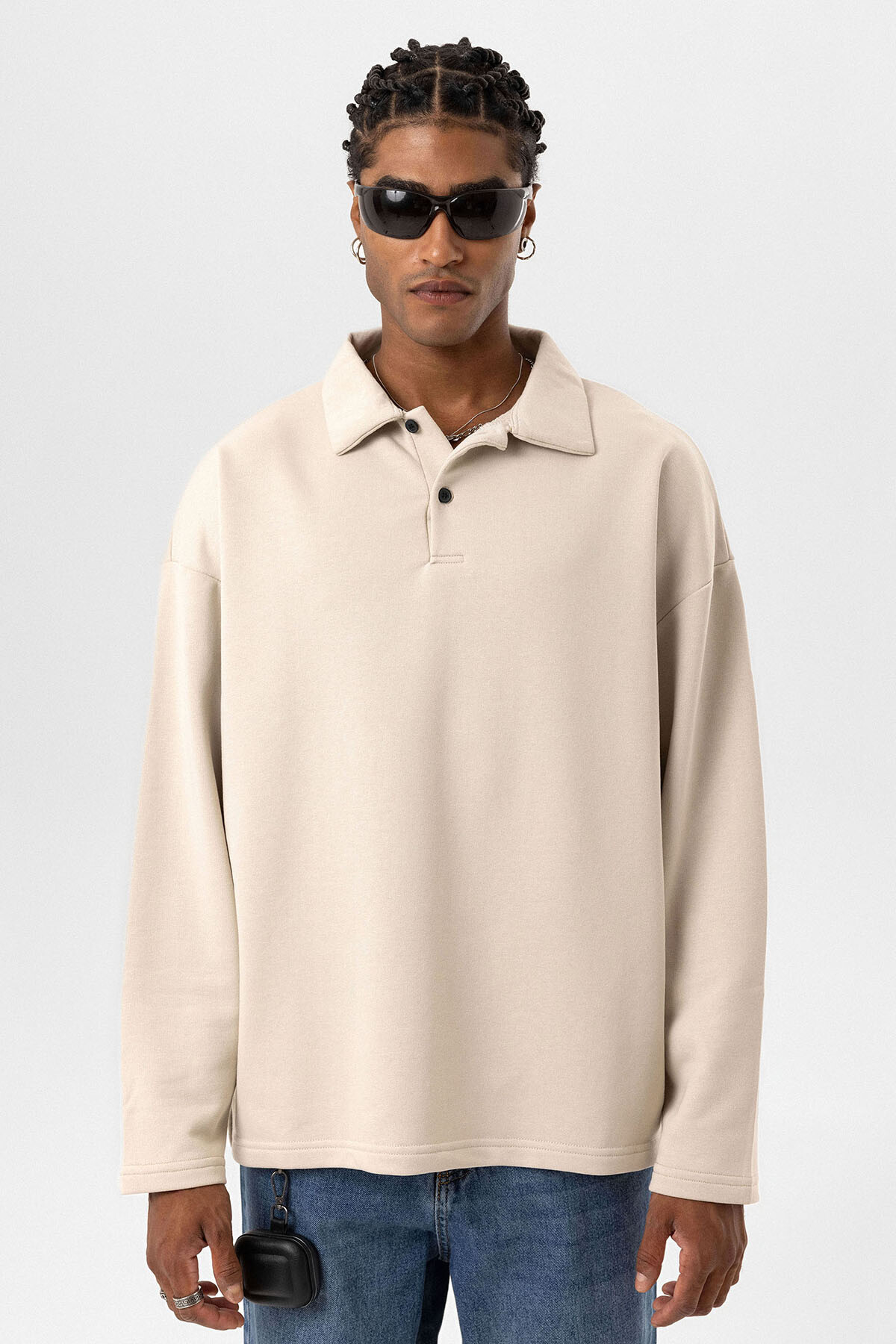 BASIC POLO YAKA SWEATSHIRT TAŞ