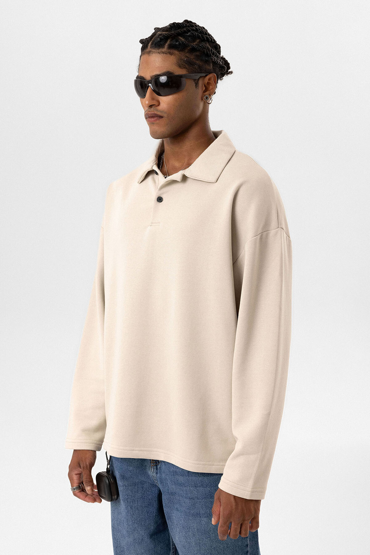 BASIC POLO YAKA SWEATSHIRT TAŞ