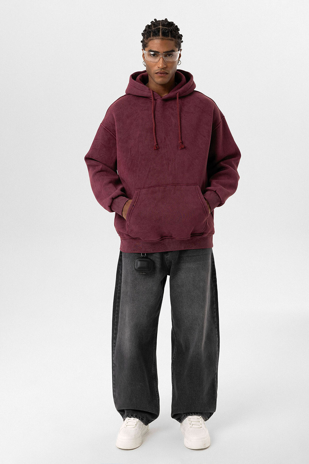 BASIC YIKAMALI OVERSIZE SWEATSHIRT BORDO