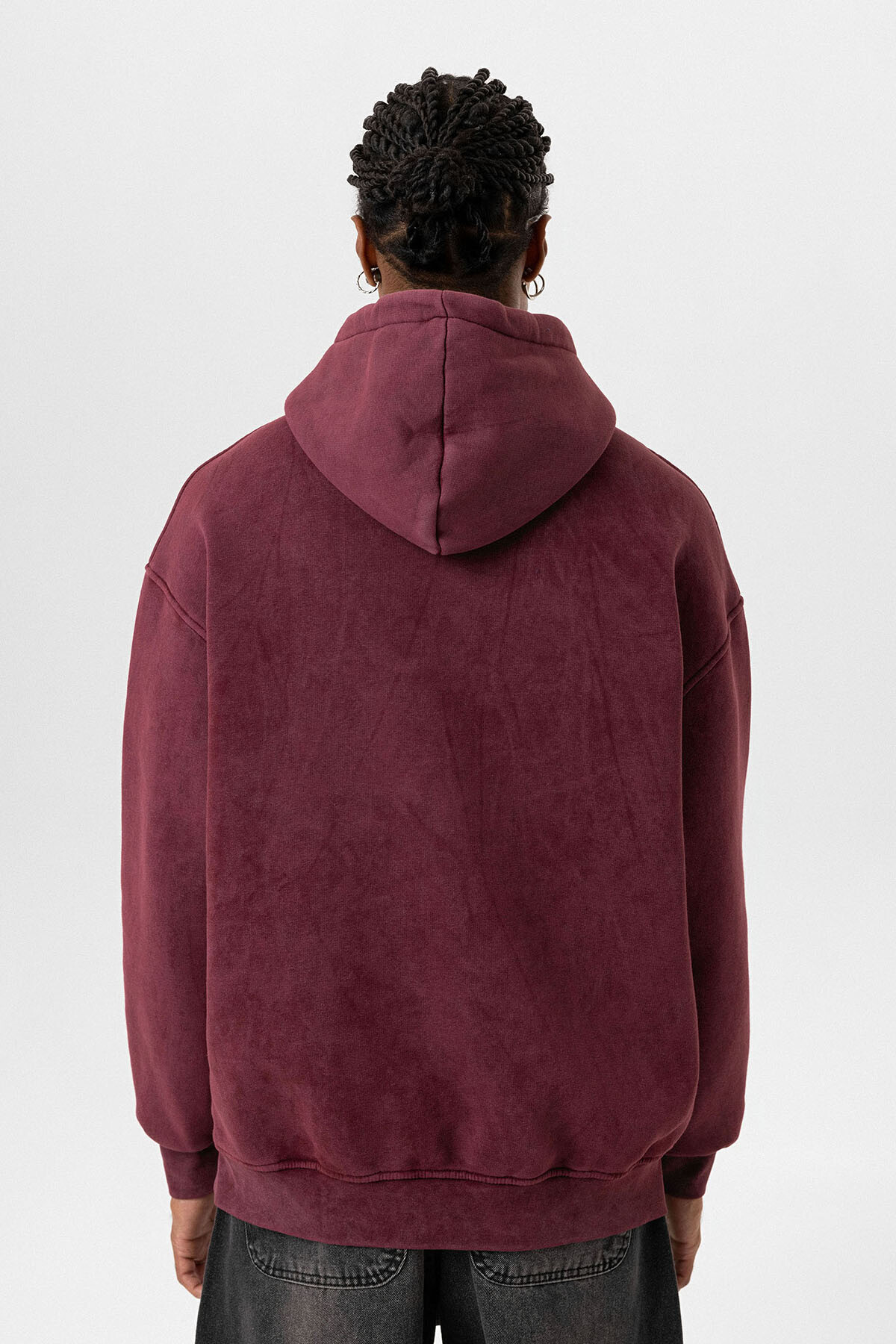 BASIC YIKAMALI OVERSIZE SWEATSHIRT BORDO