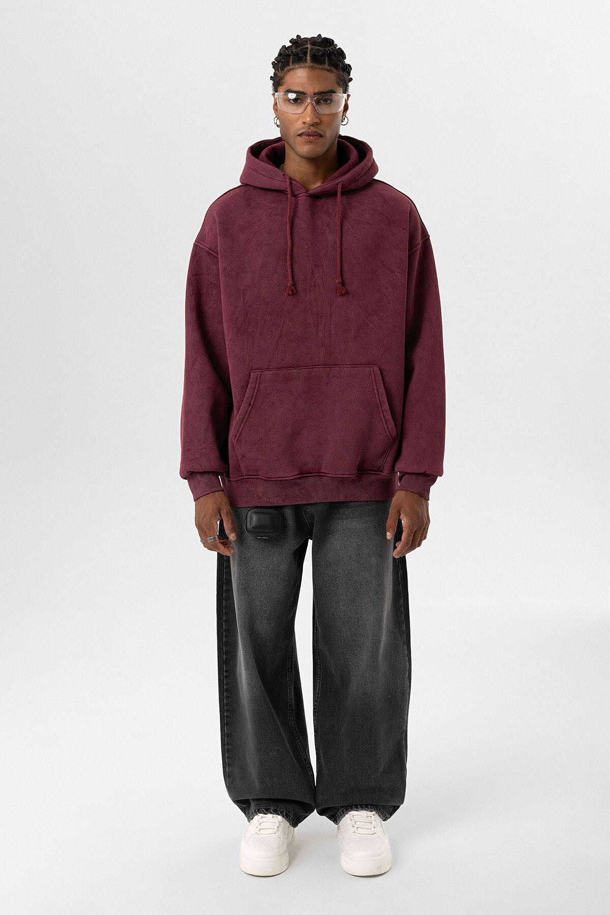 BASIC YIKAMALI OVERSIZE SWEATSHIRT BORDO