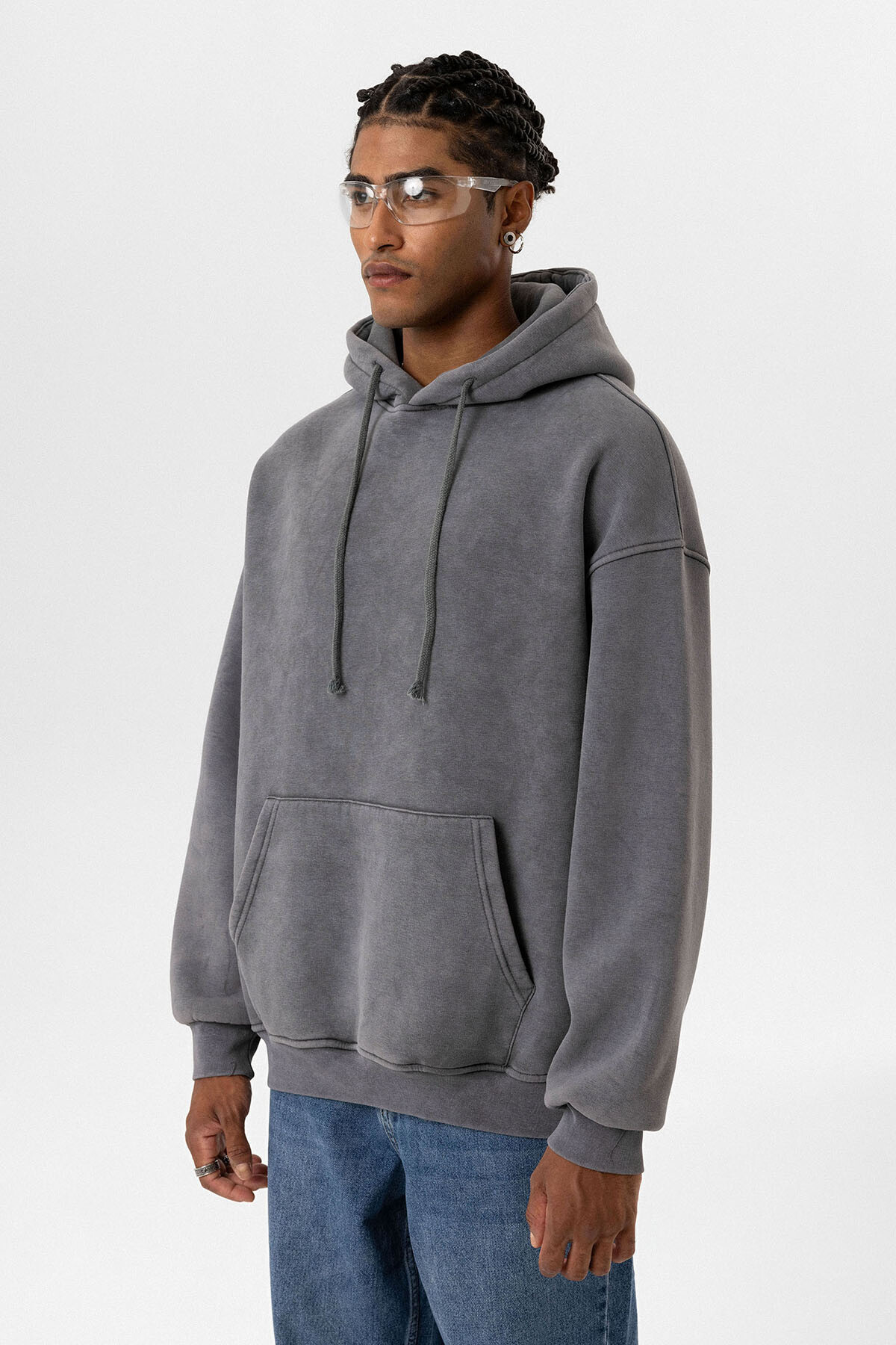 BASIC YIKAMALI OVERSIZE SWEATSHIRT FÜME