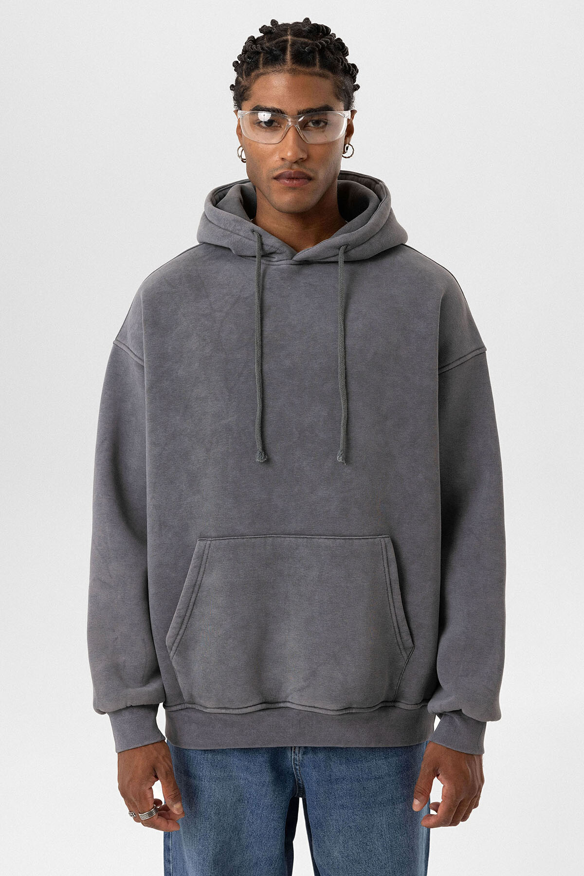 BASIC YIKAMALI OVERSIZE SWEATSHIRT FÜME