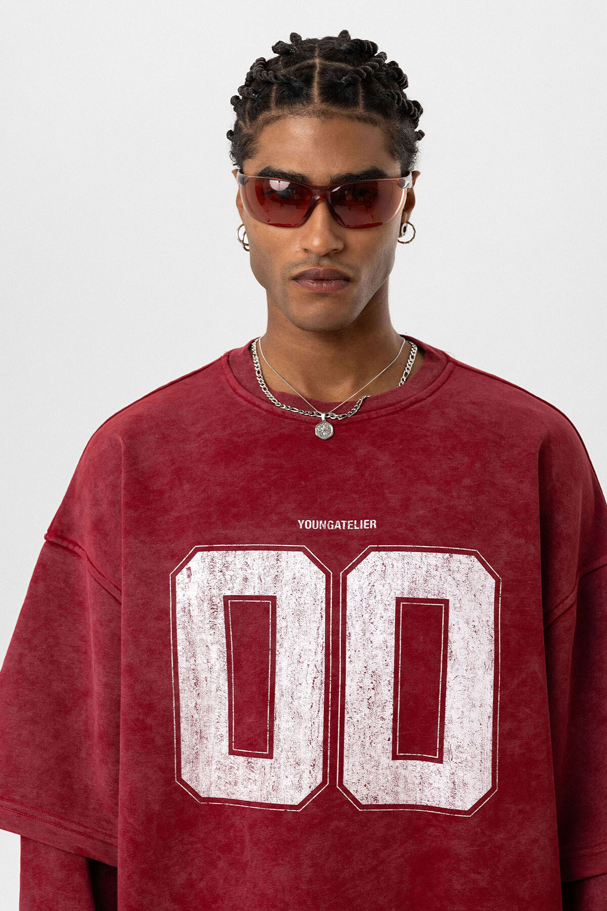 BİSİKLET YAKA ÇİFT KOL DETAYLI OVERSIZE SWEATSHIRT BORDO