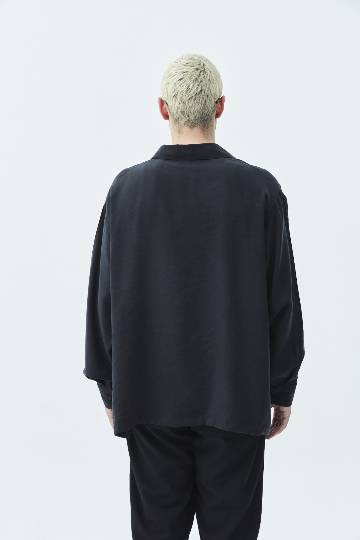 Basıc Oversıze Uzunkollu Modal Karışımlı Gömlek Siyah