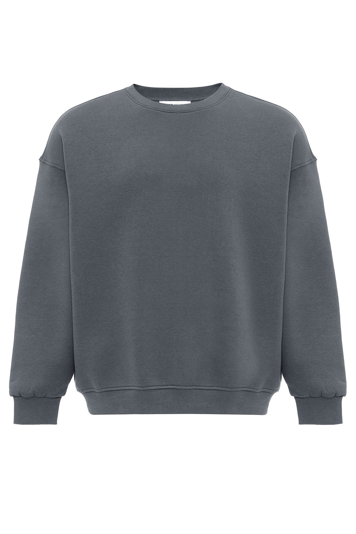 BASIC OVERSIZE BİSİKLET YAKA SWEATSHIRT FÜME