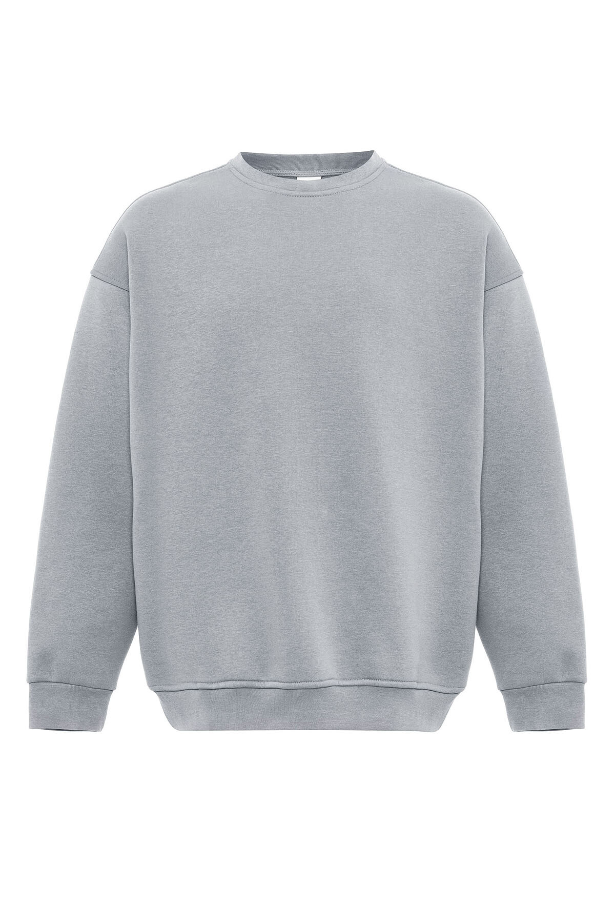 BASIC OVERSIZE BİSİKLET YAKA SWEATSHIRT GRİ