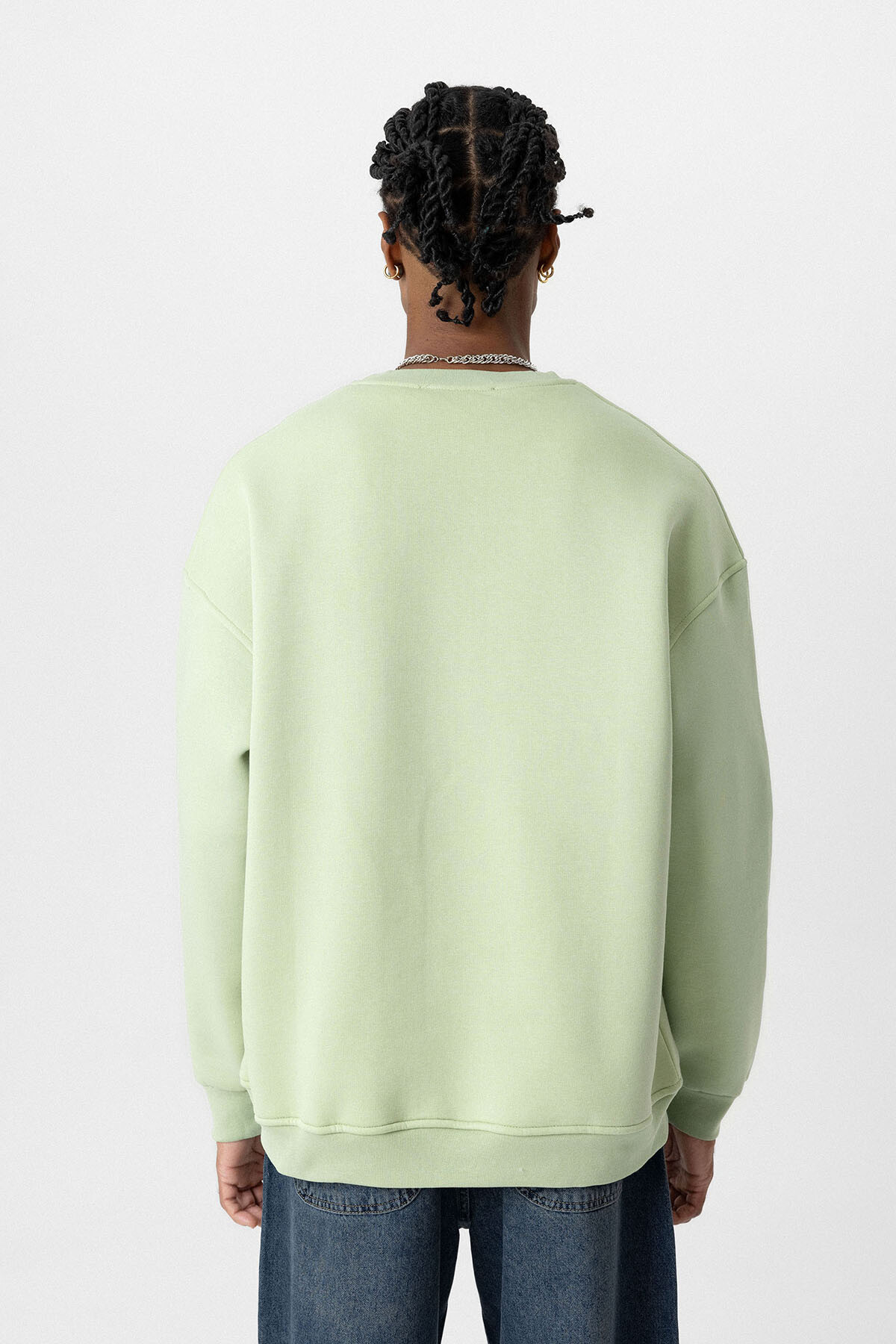 BASIC OVERSIZE BİSİKLET YAKA SWEATSHIRT MİNT