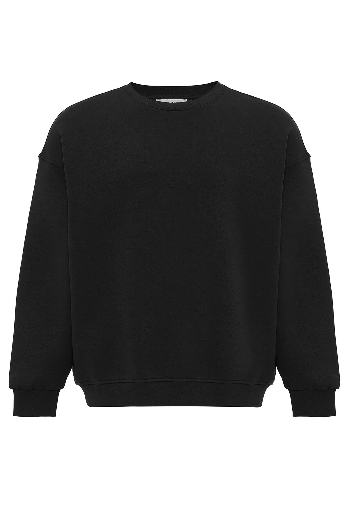 BASIC OVERSIZE BİSİKLET YAKA SWEATSHIRT SİYAH